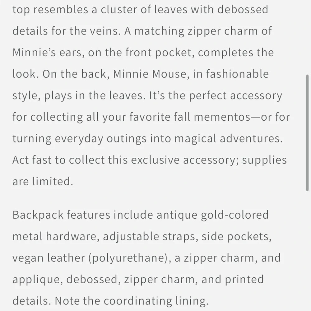 Loungefly Fall Sequin Ombré Minnie Red and Orange Sequin Backpack - Picture 14 of 16